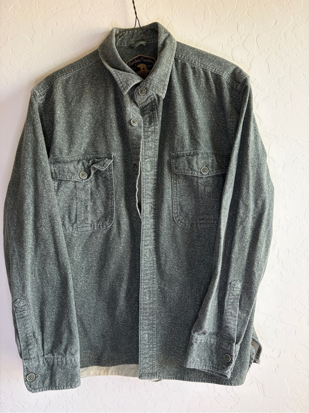 Men's Green Casual Button-Down Shirt Jacket